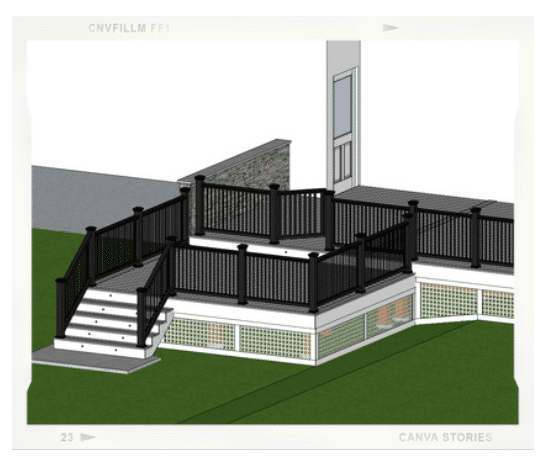 Design, Contract & Permitting - Design Process | Rendering of deck project | Backyard Creations | Custom Decks, Porches, and Pergolas